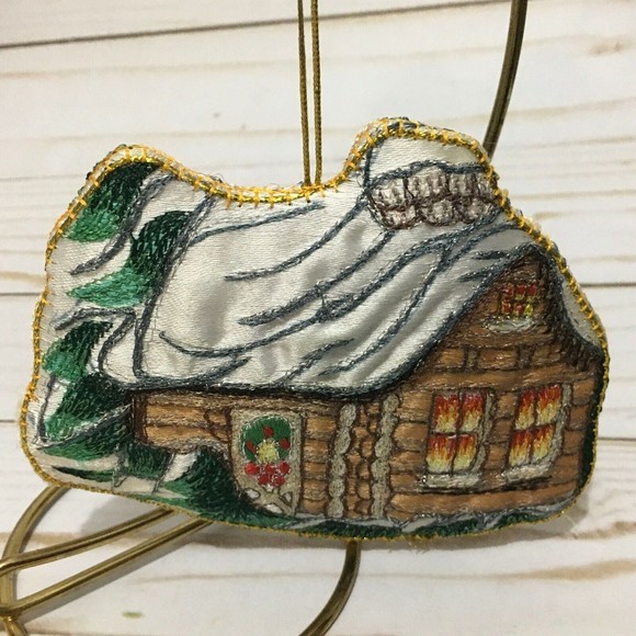 Eaton Embroidered Christmas Ornament - Cabin - Picture 1 of 2